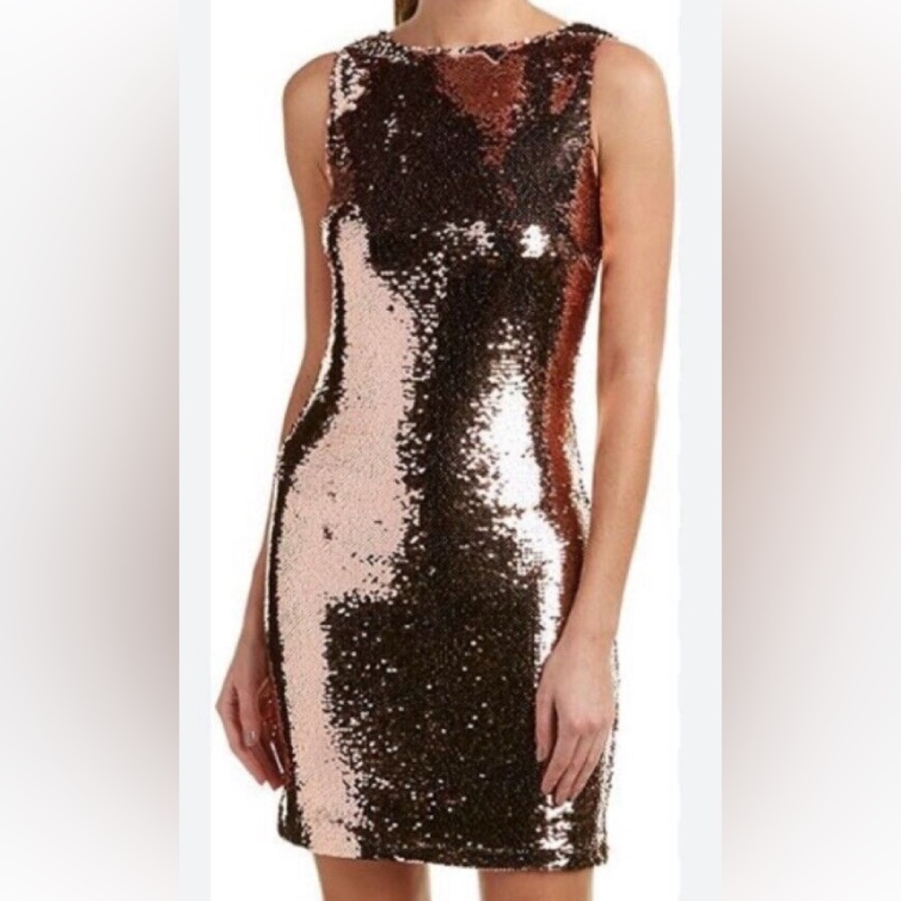 NWT BB DAKOTA Rose Gold “Garland” Sequin Sleeveless Bodycon Mini Cocktail Dress